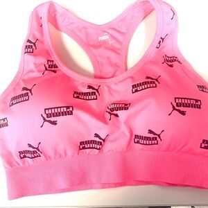 Puma Bright Pink Logo Sports Bra